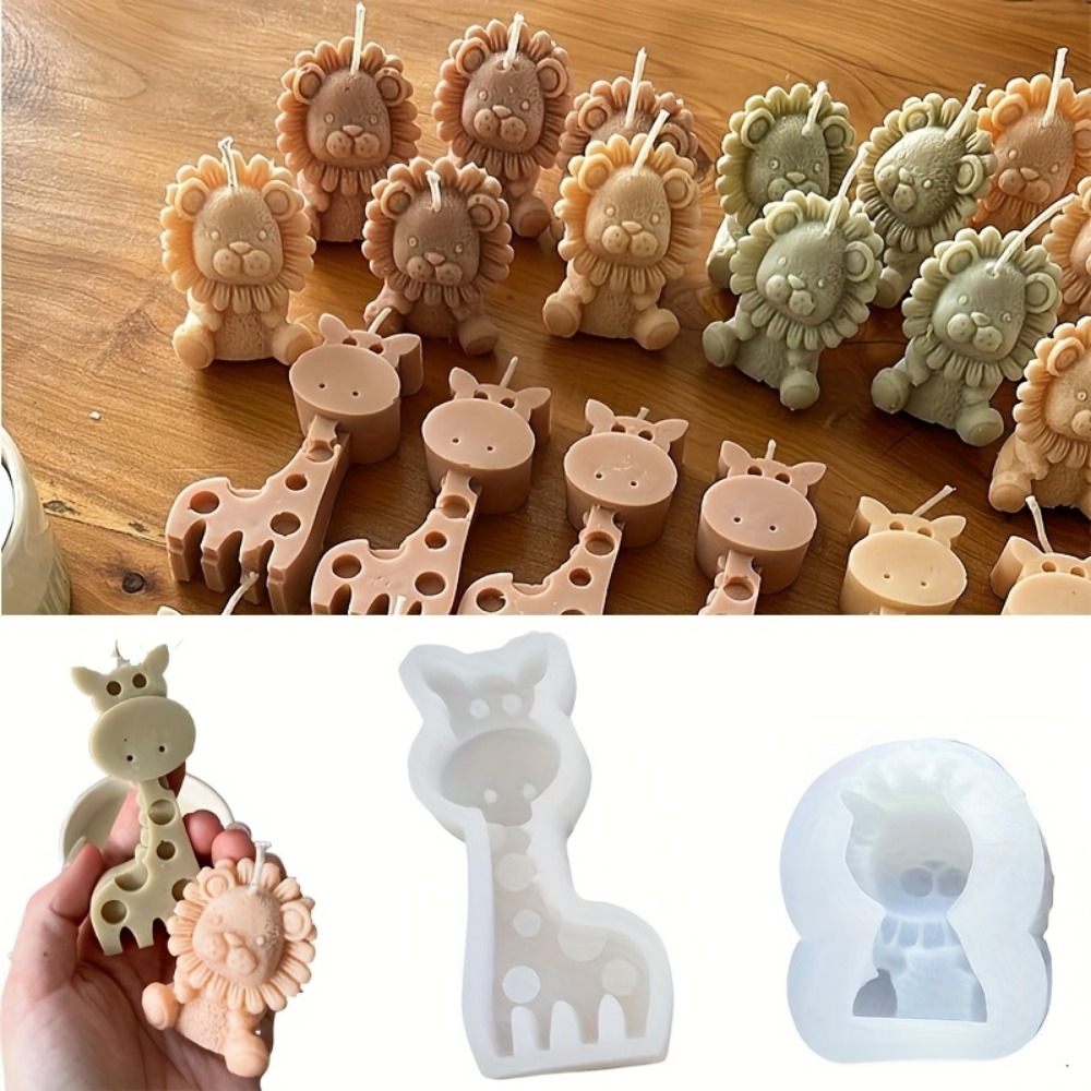 Candle Fragrance Supplies - Moule en silicone Lion et Girafe,