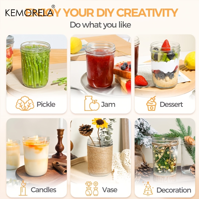 KEMORELA 4 pièces Mason pots 3 - Mason Jar 8Oz avis et prix
